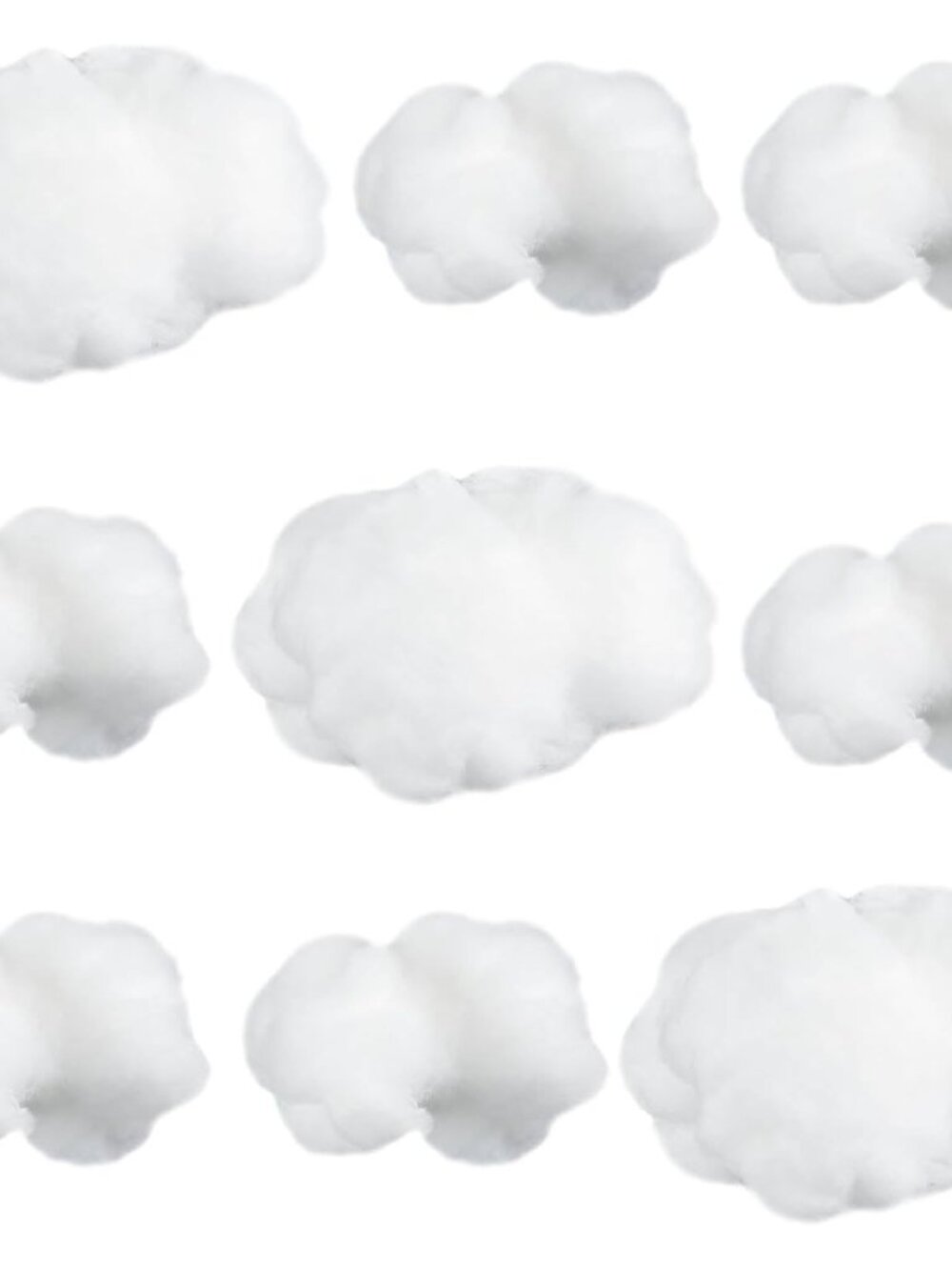 9 Pcs White Artificial Cloud Props, Small and Medium